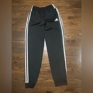 Adidas Kids Black Joggers with White Stripes